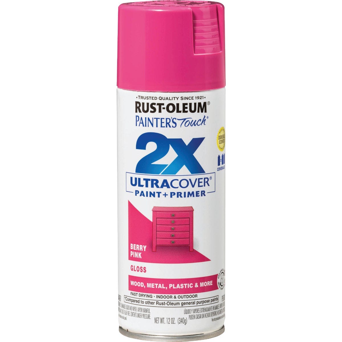 Rust-Oleum Painter's Touch 2X Ultra Cover 12 Oz. Gloss Paint + Primer Spray Paint, Berry Pink - photo 2 Rust-Oleum Painter's Touch 2X Ultra Cover 12 Oz. Gloss Paint + Primer Spray Paint, Berry Pink - photo 2