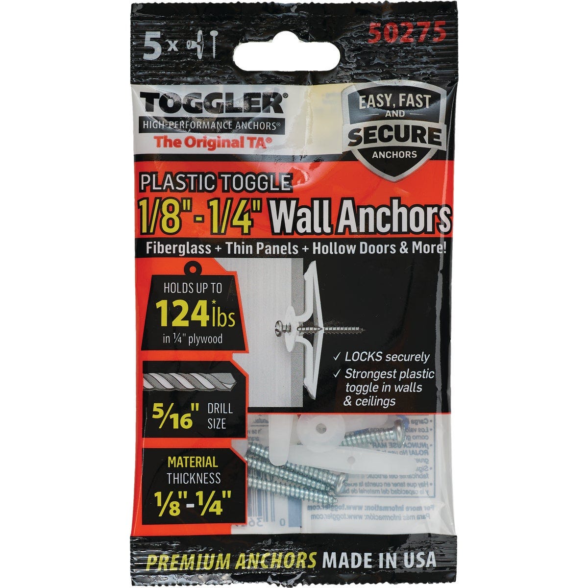 Toggler #8 x 1-1/4 In. Plastic Hollow Wall Anchors (5-Count) - photo 2 Toggler #8 x 1-1/4 In. Plastic Hollow Wall Anchors (5-Count) - photo 2