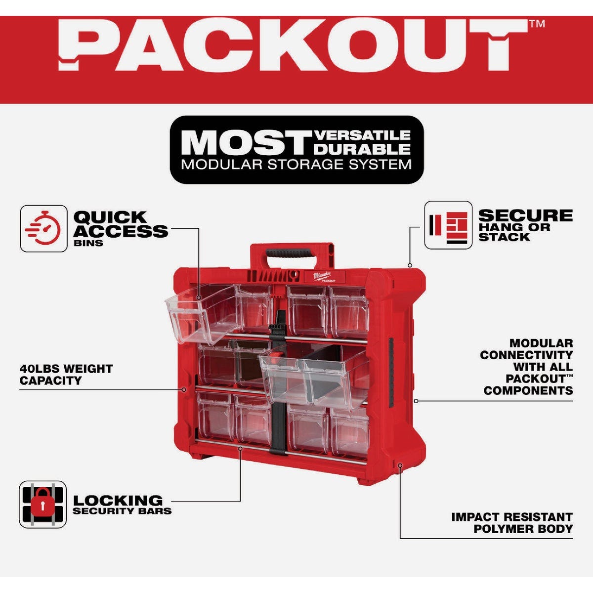 Milwaukee PACKOUT Tilt Bin Organizer - photo 2 Milwaukee PACKOUT Tilt Bin Organizer - photo 2