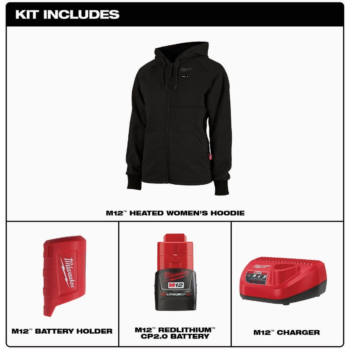 Milwaukee M12 Women's Black Heated Hoodie Kit, L - photo 8