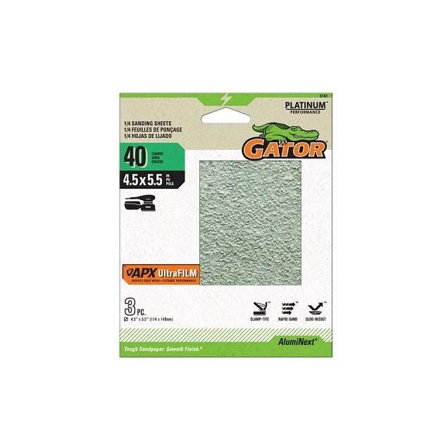 Gator 3-Pack 40 Grit APX Ultrafilm Palm Sander 1/4 Sanding Sheets