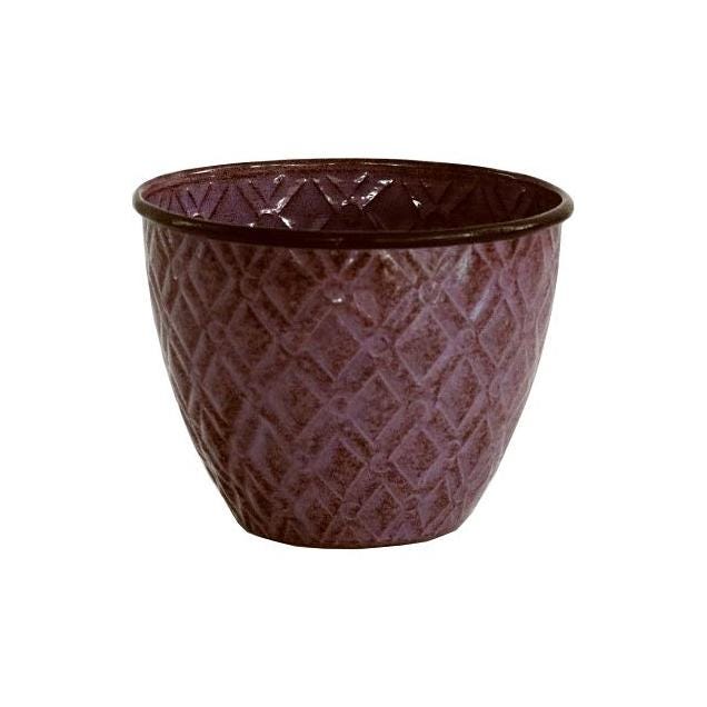 Robert Allen IronStone 5 In. Plum Diamond Pattern Metal Planter Robert Allen IronStone 5 In. Plum Diamond Pattern Metal Planter
