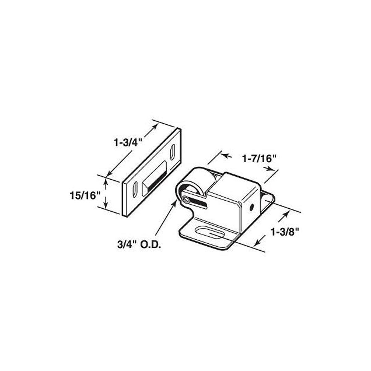 Prime-Line Closet Door Roller Catch with Strike, Brass - photo 2