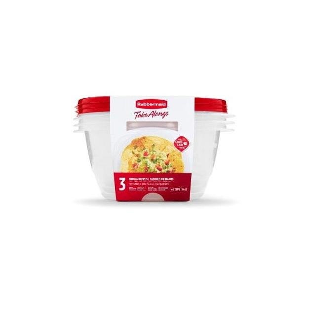 Rubbermaid TakeAlongs Food Storage Containers, 6.2 Cup, 3-Pack) Rubbermaid TakeAlongs Food Storage Containers, 6.2 Cup, 3-Pack)