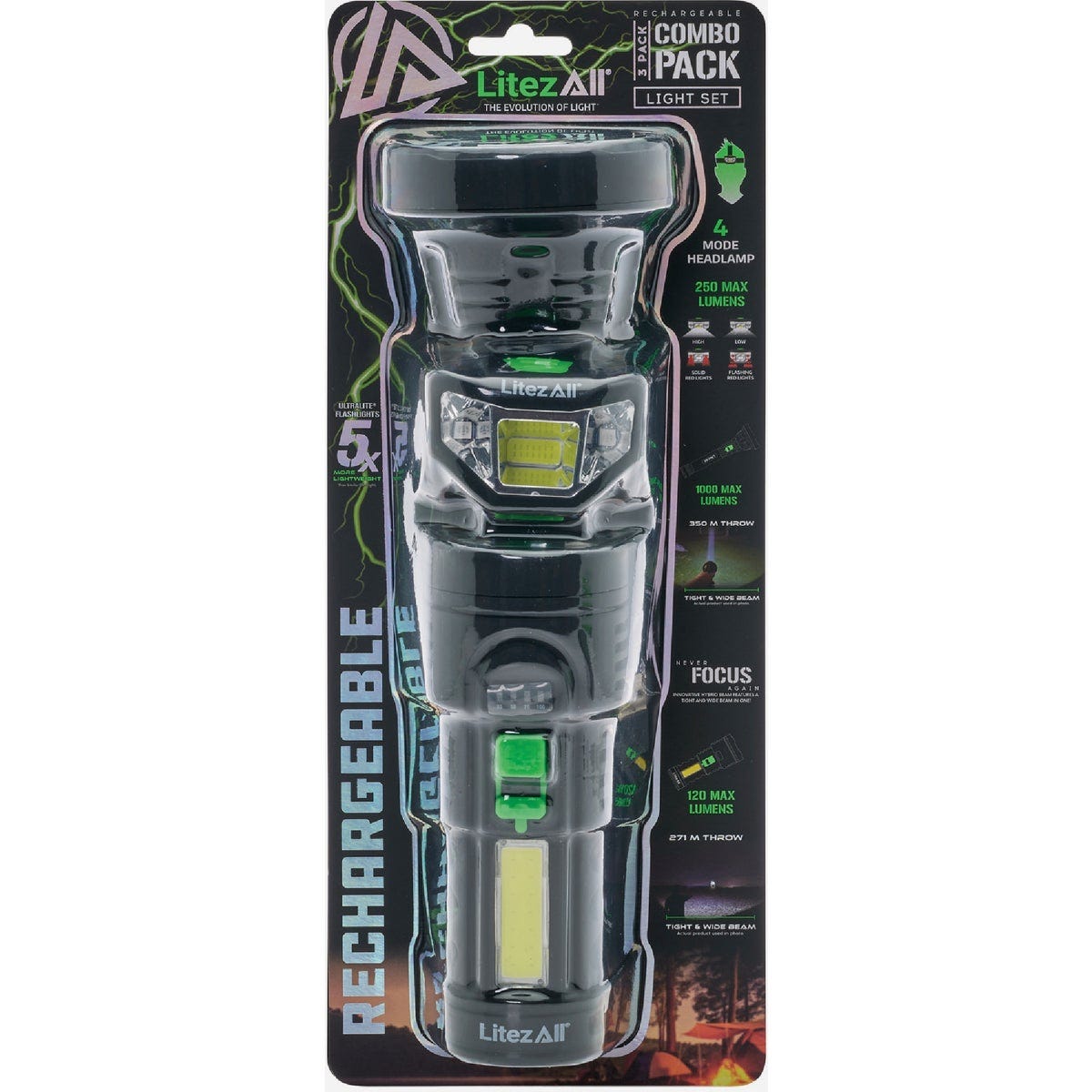 LitezAll Rechargeable Flashlight and Headlamp Combo Pack - photo 2