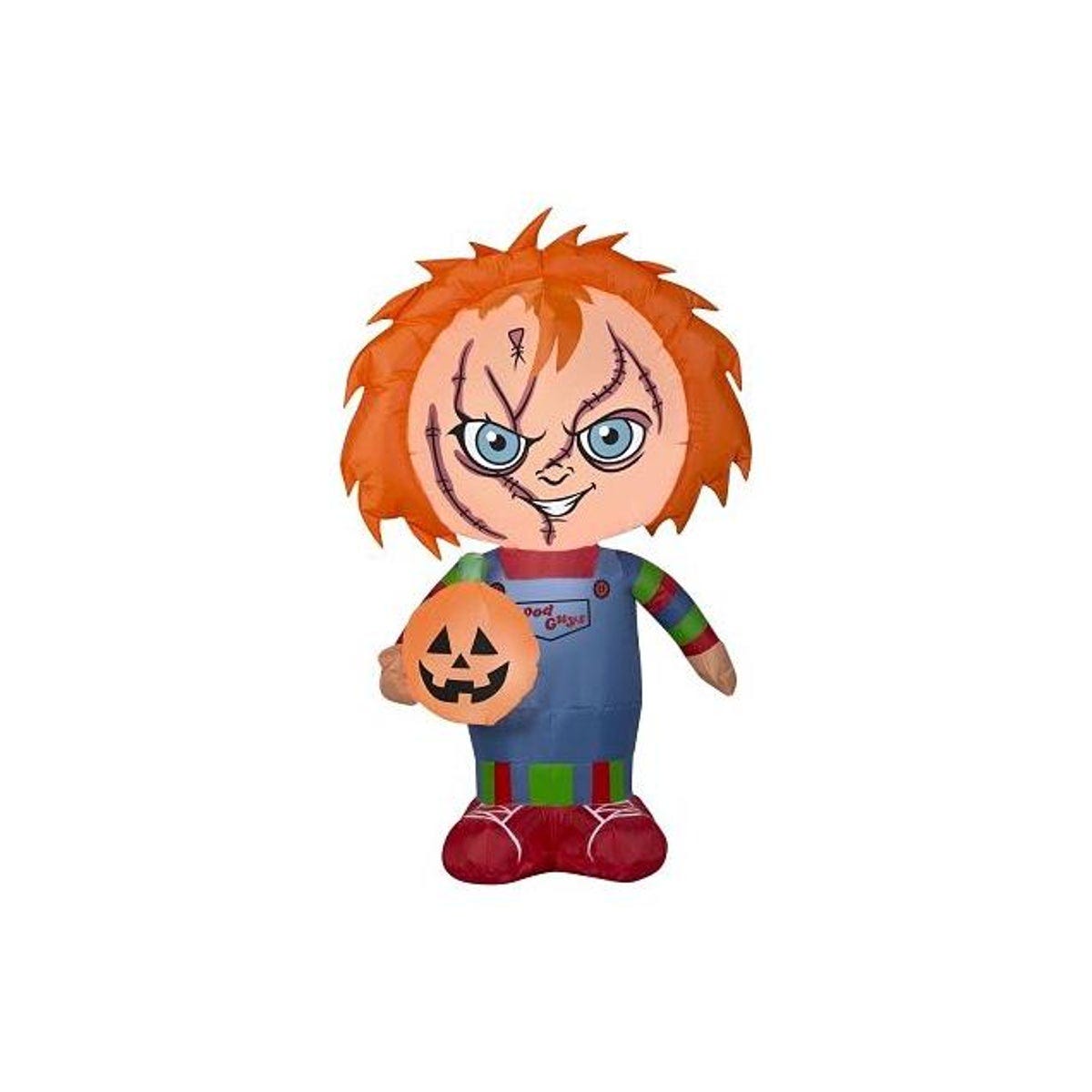 Gemmy 42 In. Halloween Inflatable Chucky with Jack-O'-Lantern Gemmy 42 In. Halloween Inflatable Chucky with Jack-O'-Lantern