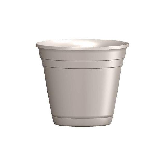 Southern Patio 12 In. Taupe Resin Riverland Planter with Saucer