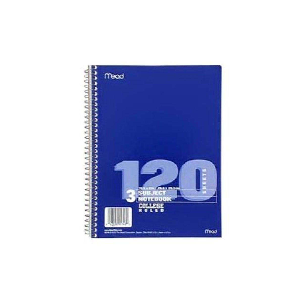 Mead 10.5 In. x 8 In. 3-Subject Spiral Notebook (120-Sheet)