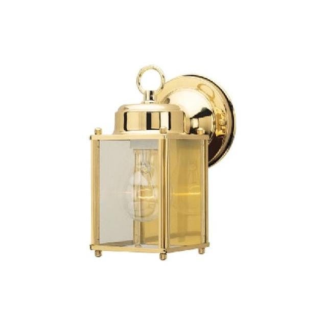 Westinghouse 60W Polished Brass w/Clear Glass Square Lantern Outdoor Wall Light Fixture