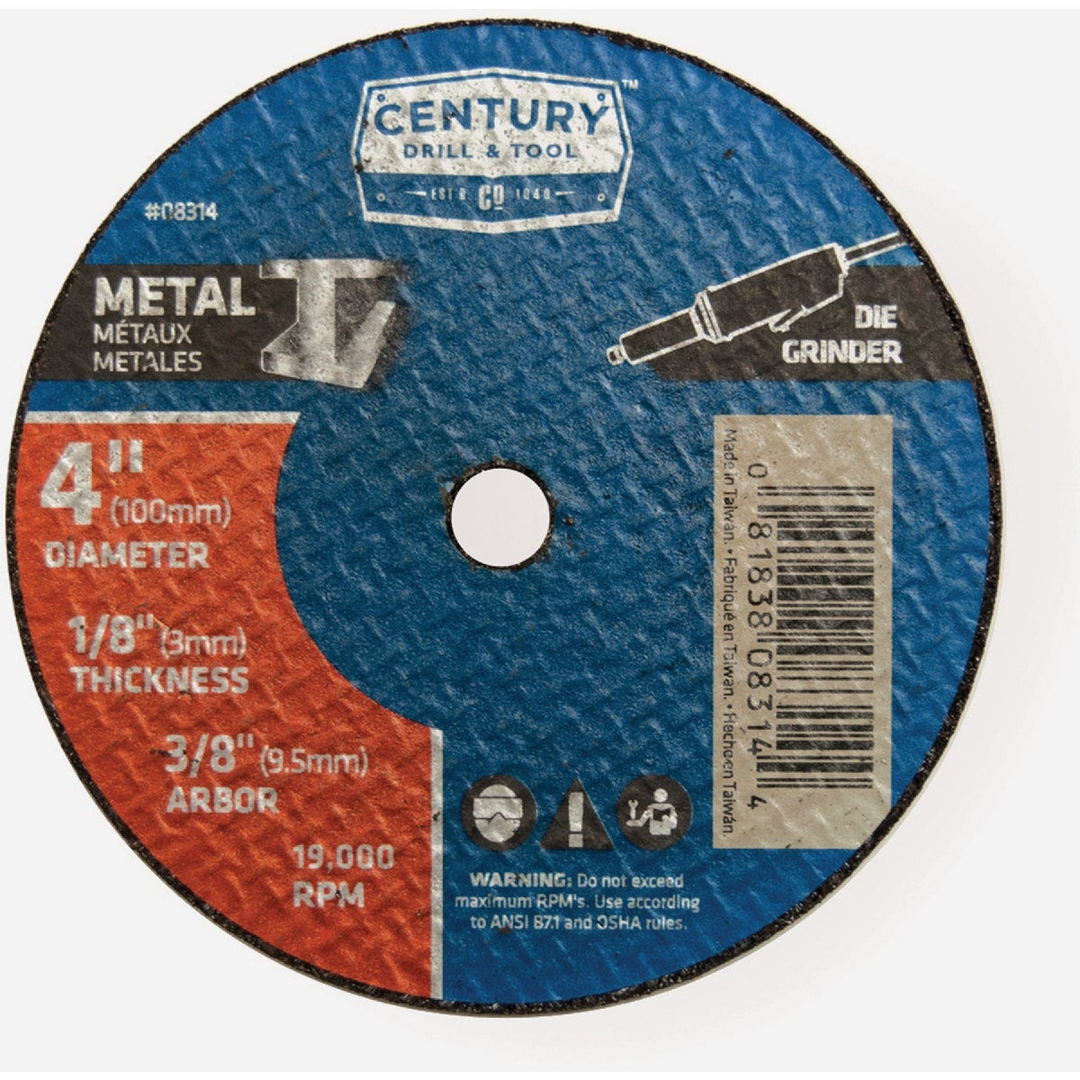Century Drill & Tool 4 In. x 1/8 In. Thin Metal Cut-Off Wheel