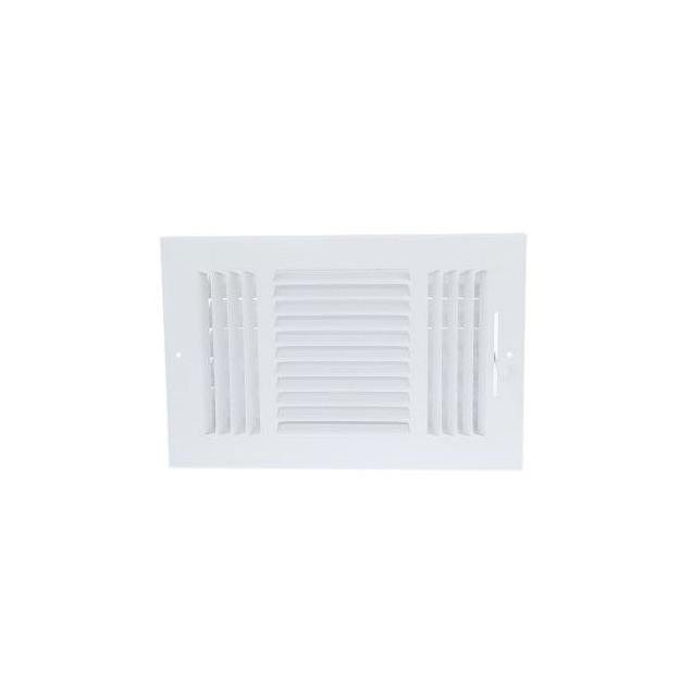 AmeriFlow 14 In. x 6 In. White 3-Way Wall Register