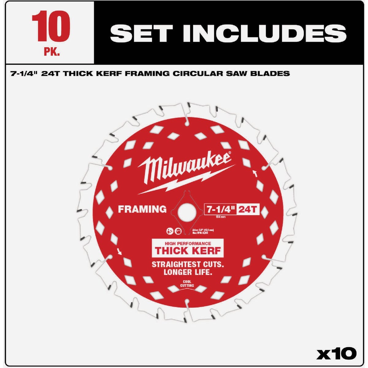 Milwaukee 7-1/4 In. 24-Tooth Thick Kerf Framing Circular Saw Blade (10-Pack) - photo 4
