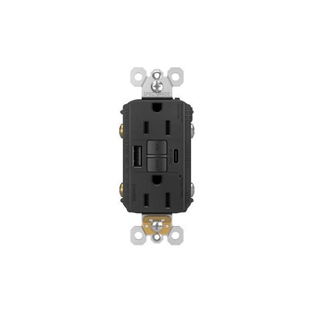 Legrand Pass & Seymour 15A Black Tamper-Resistant USB & AC GFCI Outlet Legrand Pass & Seymour 15A Black Tamper-Resistant USB & AC GFCI Outlet