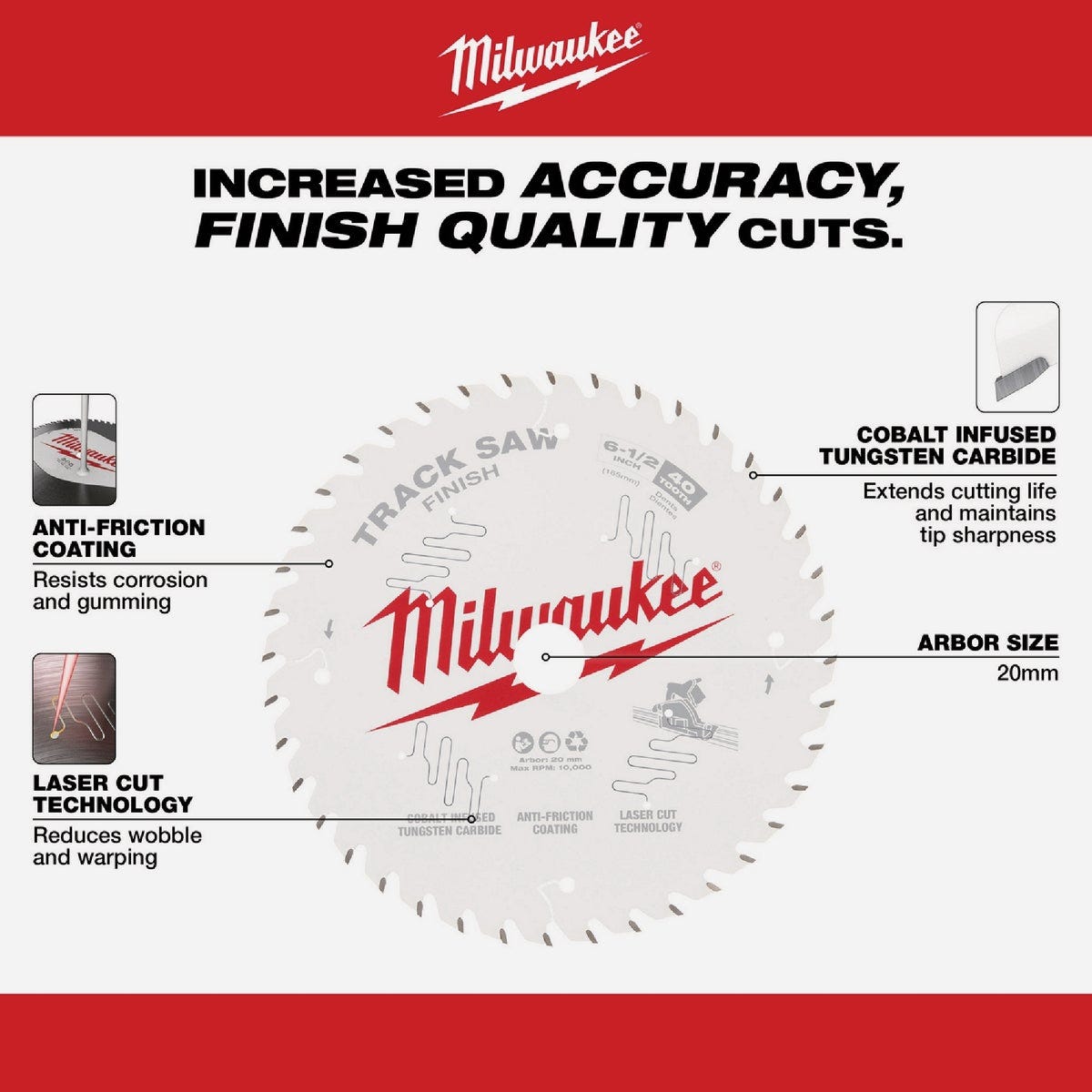 Milwaukee 6-1/2 In. 40-Tooth Finish Track Saw Blade - photo 6 Milwaukee 6-1/2 In. 40-Tooth Finish Track Saw Blade - photo 6