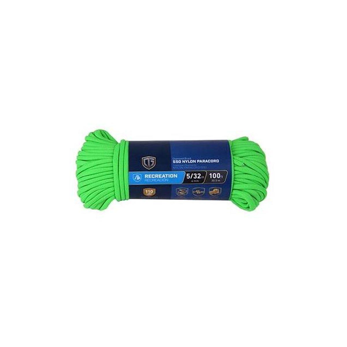 Richelieu 5/32 In. x 100 Ft. Green Paracord 550 Nylon Rope