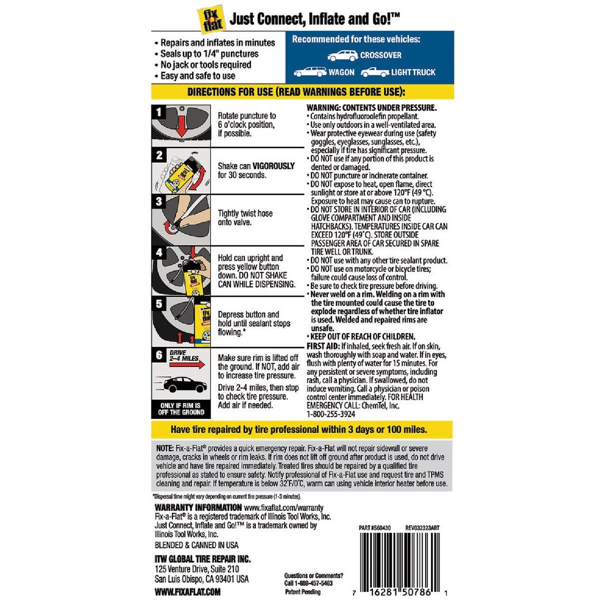 Fix-A-Flat 20 Oz. Cone Top Tire Eco Friendly Inflator/Sealer - photo 3 Fix-A-Flat 20 Oz. Cone Top Tire Eco Friendly Inflator/Sealer - photo 3