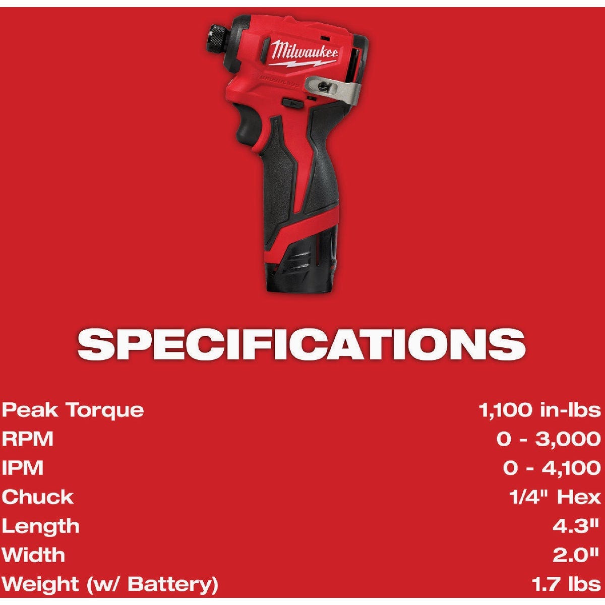 Milwaukee M12 Brushless 1/4 In. Hex Subcompact Cordless Impact Driver Kit with (2) Batteries & Charger - photo 5 Milwaukee M12 Brushless 1/4 In. Hex Subcompact Cordless Impact Driver Kit with (2) Batteries & Charger - photo 5