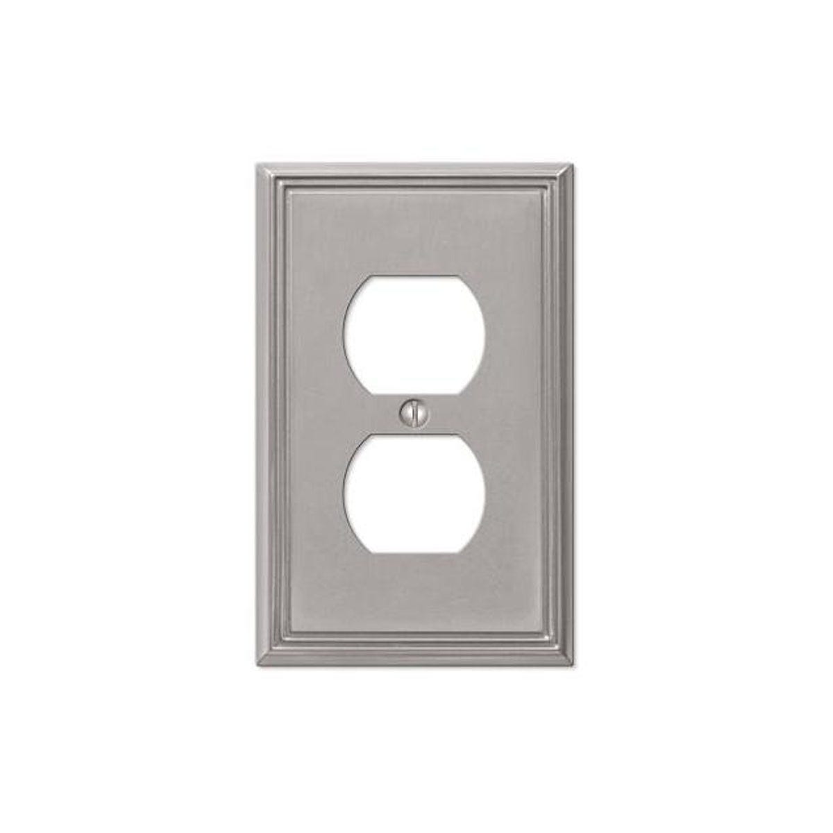 Westek Metro Brushed Nickel Metal Single Duplex Wall Plate Westek Metro Brushed Nickel Metal Single Duplex Wall Plate