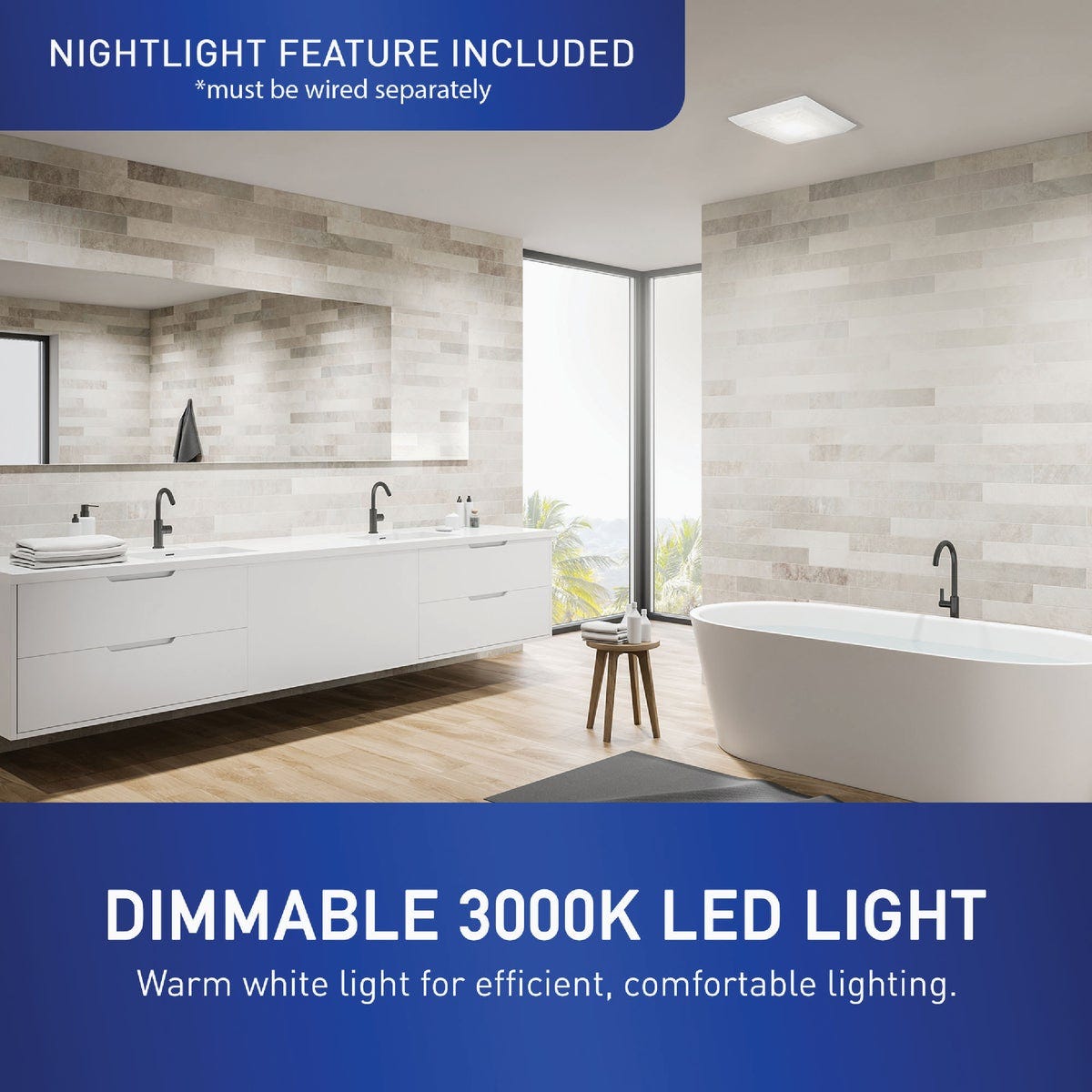 Panasonic Whisper Mighty 70/90 CFM Bathroom Exhaust Fan with Dimmable LED Light - photo 5 Panasonic Whisper Mighty 70/90 CFM Bathroom Exhaust Fan with Dimmable LED Light - photo 5