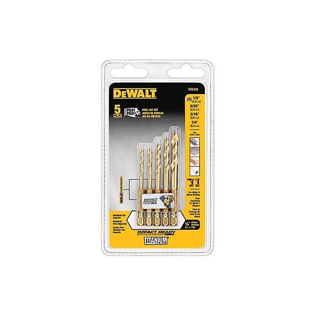 DeWalt 5-Piece Titanium Impact Drill Bit Set