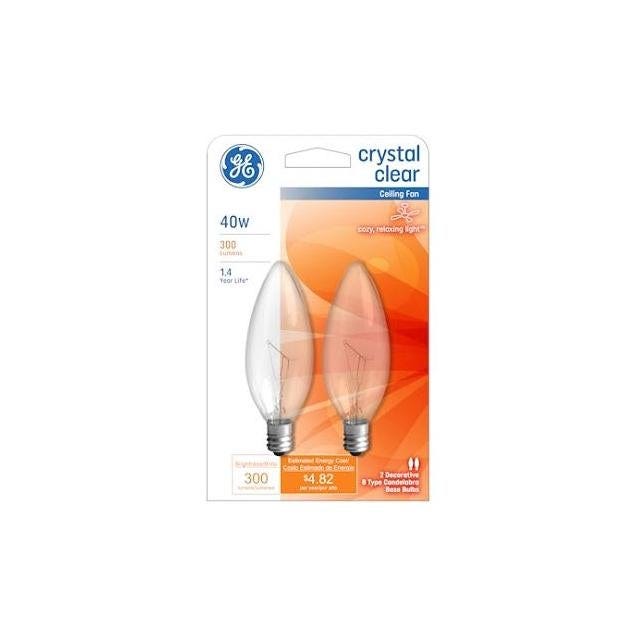 GE 40W 120V Ceiling Fan Light Bulb (2-Pack) GE 40W 120V Ceiling Fan Light Bulb (2-Pack)