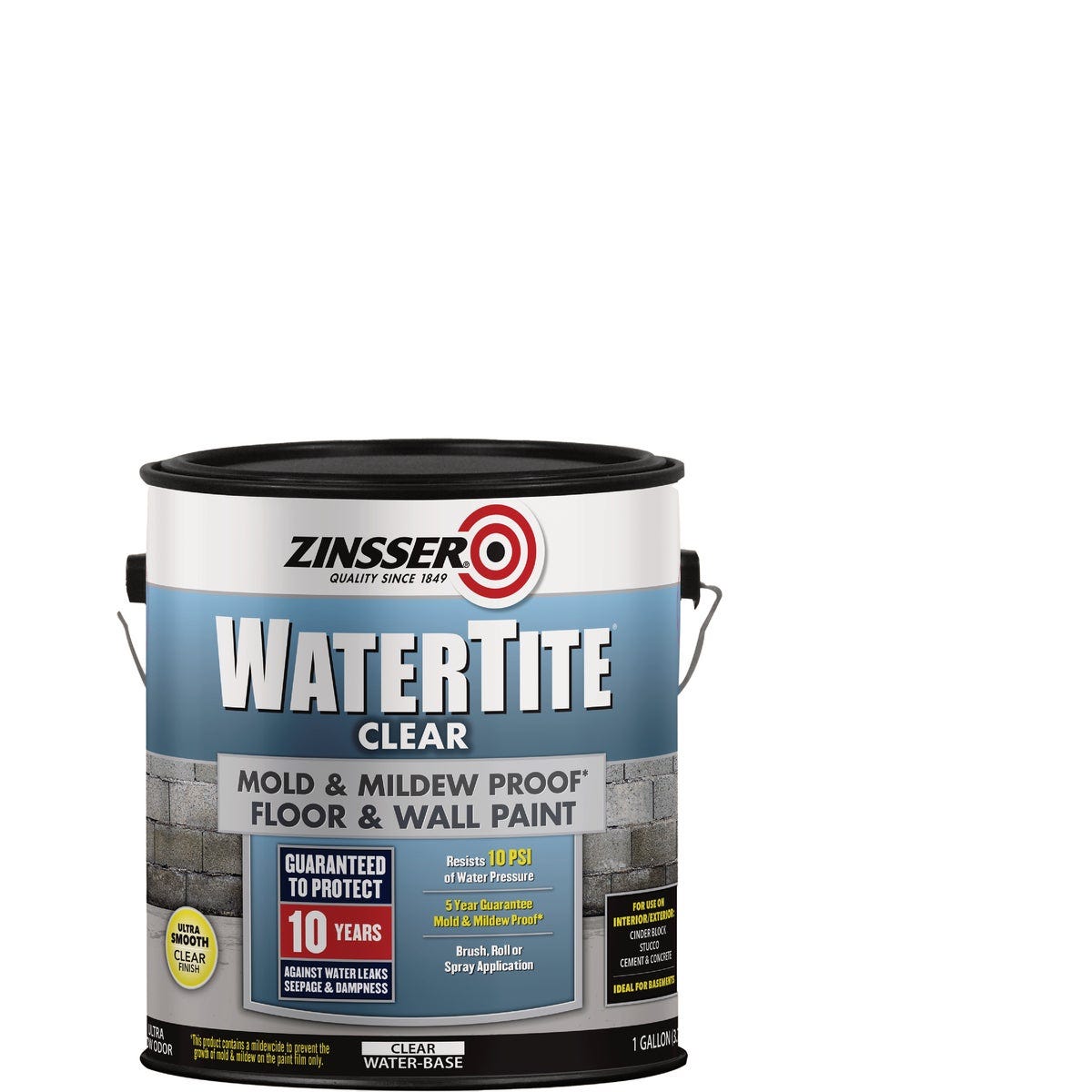 Zinsser WaterTite Clear Mold & Mildew Proof Clear Floor and Wall Paint, 1 Gal. Zinsser WaterTite Clear Mold & Mildew Proof Clear Floor and Wall Paint, 1 Gal.