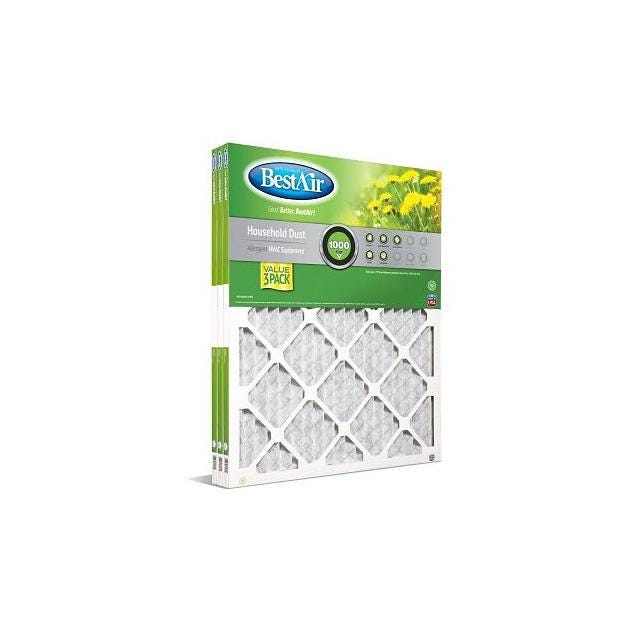 BestAir 14x25 x 1 In. Standard Pleated Air Filter, MERV 8 (3-Pack)