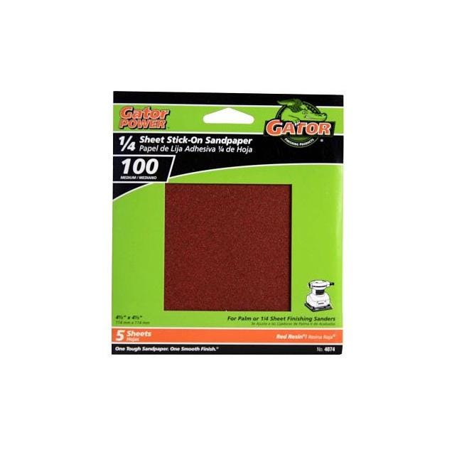 Gator 5-Pack 4-1/2 In. x 4-1/2 In. 100 Grit Aluminum Oxide Sanding Sheet