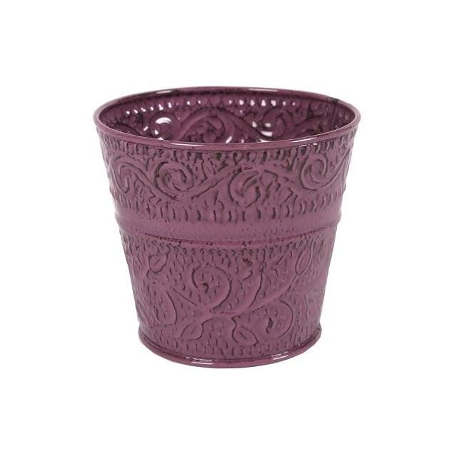 Robert Allen IronLite 6 In. Embossed Plum Ensley Metal Planter