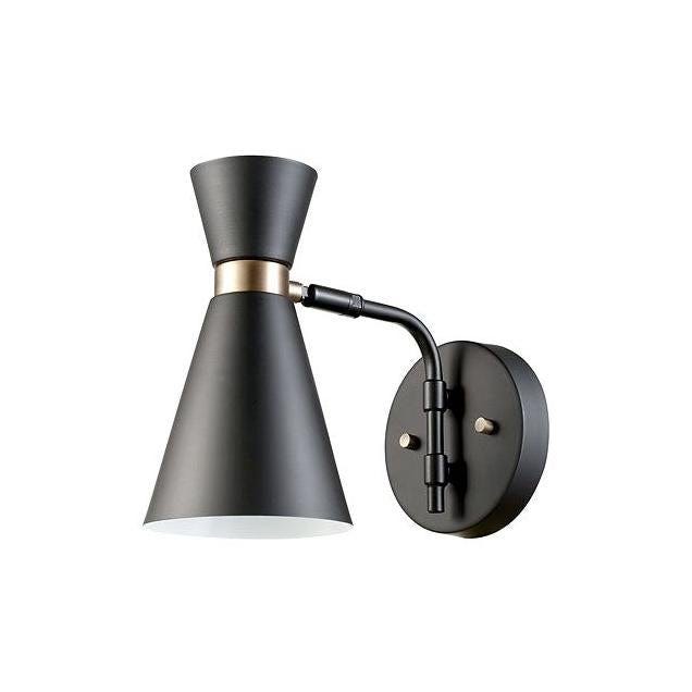 Globe Belmont Collection Satin Black/Gold Accents Indoor Wall Light Fixture Globe Belmont Collection Satin Black/Gold Accents Indoor Wall Light Fixture