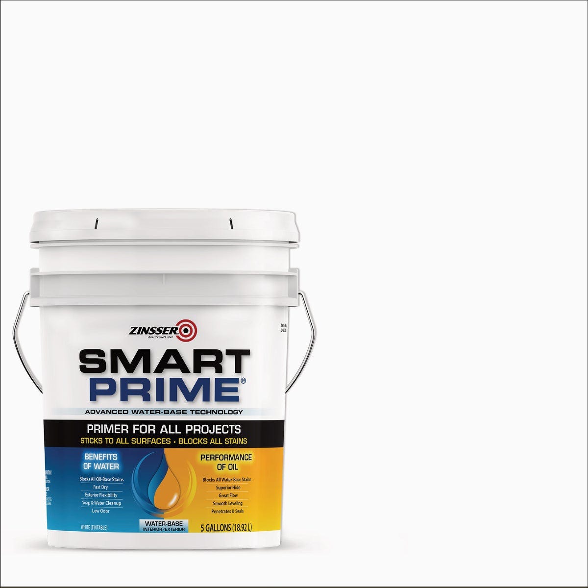 Zinsser Smart Prime White Water-Based Primer, 5 Gal.