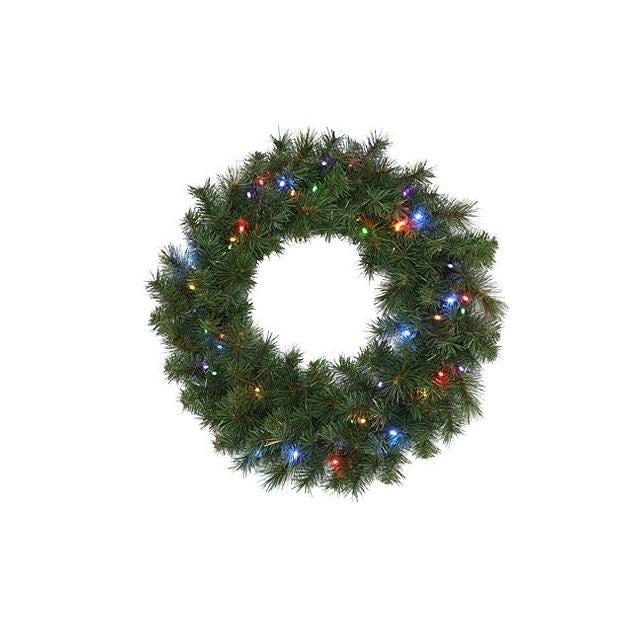 Holiday Wonderland 24 In. 50-Bulb Multi-Color LED Prelit Christmas Wreath