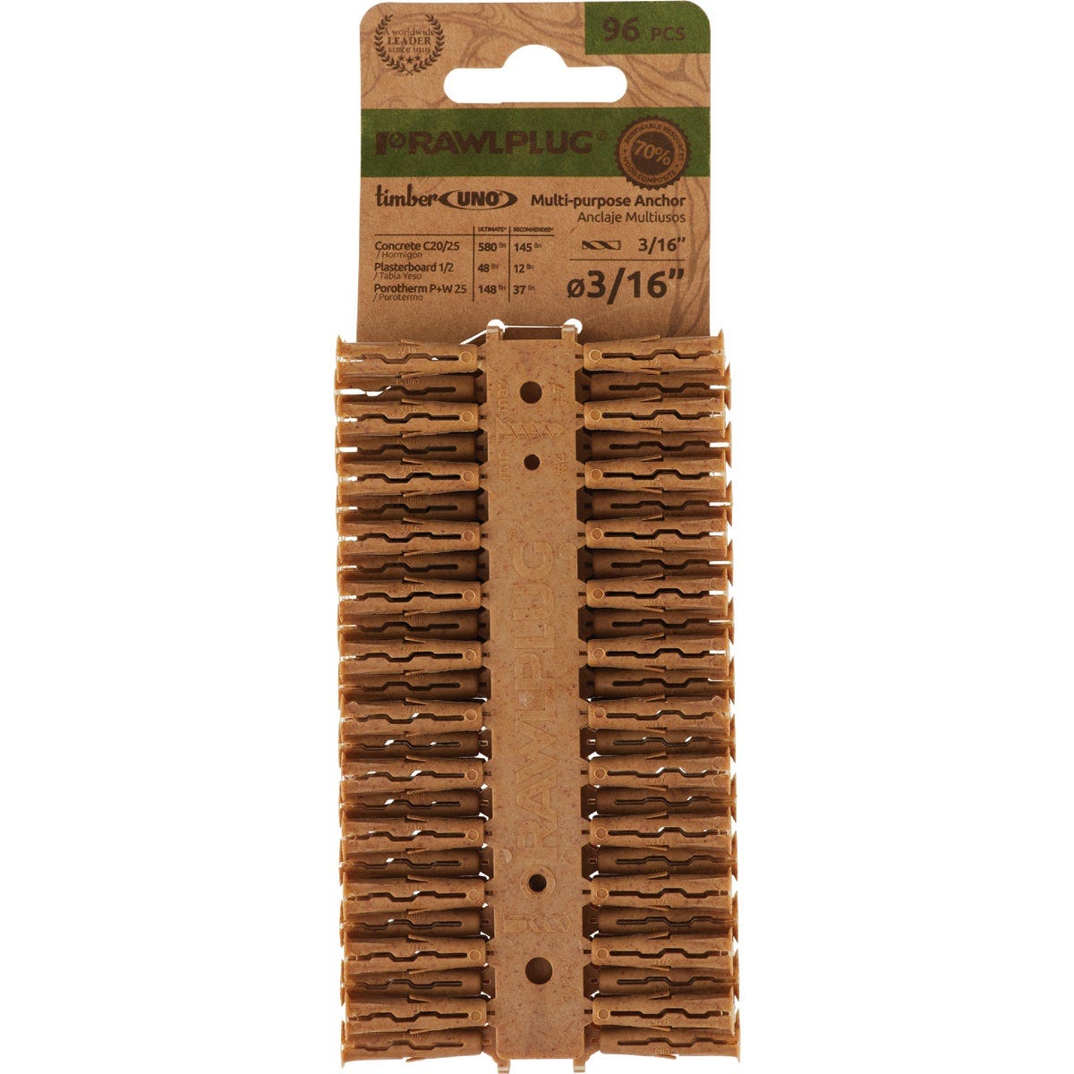 Rawlplug Timber Uno 3/16 In. Multi-Purpose Anchor (96-Pack) Clip Strip (12-Piece) - photo 2