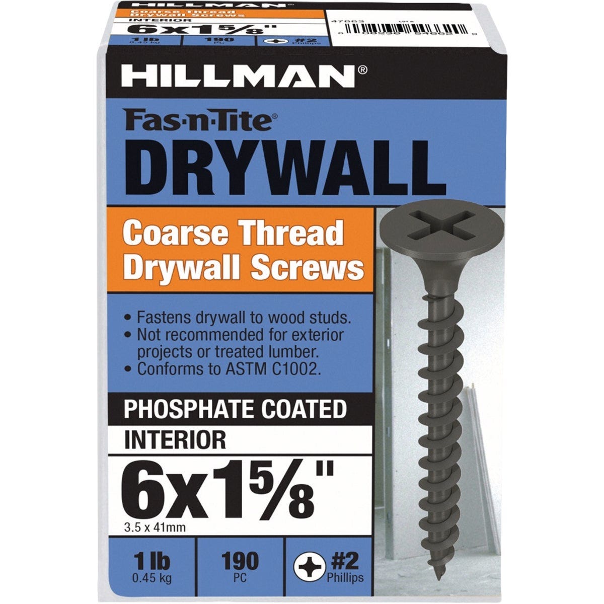 Hillman Fas-N-Tite #6 x 1-5/8 In. Phillips Coarse Thread Drywall Screw (190-Count) Hillman Fas-N-Tite #6 x 1-5/8 In. Phillips Coarse Thread Drywall Screw (190-Count)