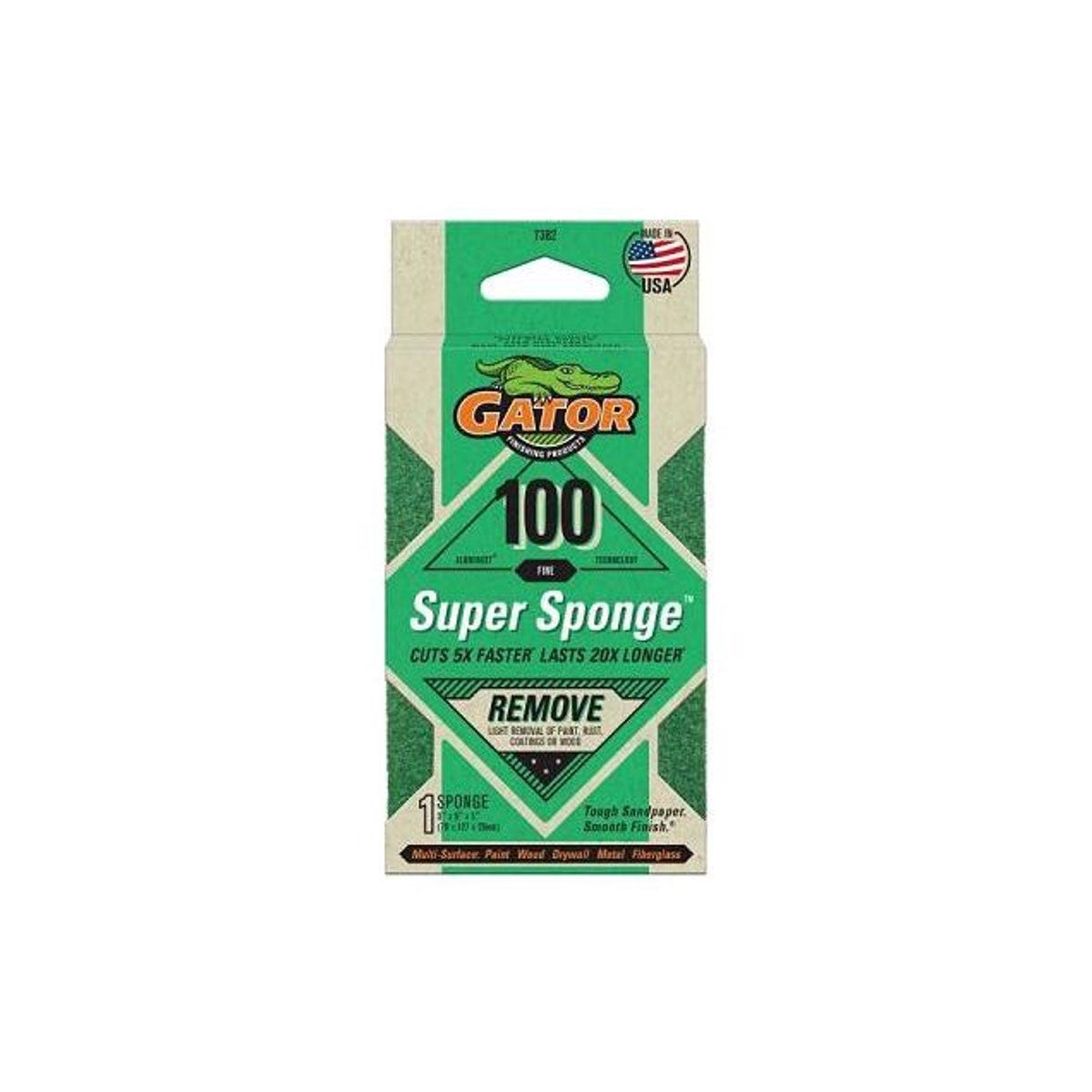 Gator 3 In. x 5 In. x 1 In. Medium 100-Grit EZ123 Premium Sanding Sponge