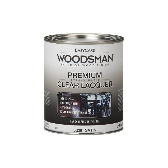 EasyCare Woodsman 1 Qt. Clear Satin Lacquer Protective Finish For Wood & Metal EasyCare Woodsman 1 Qt. Clear Satin Lacquer Protective Finish For Wood & Metal