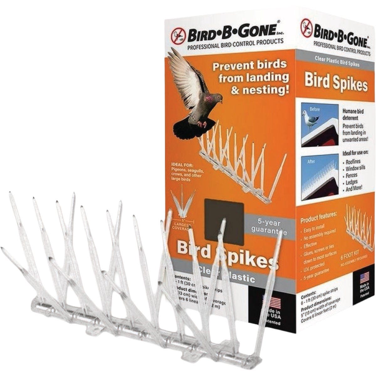 Bird-B-Gone 5 In. x 6 Ft. Plastic Bird Repelling Spikes Bird-B-Gone 5 In. x 6 Ft. Plastic Bird Repelling Spikes
