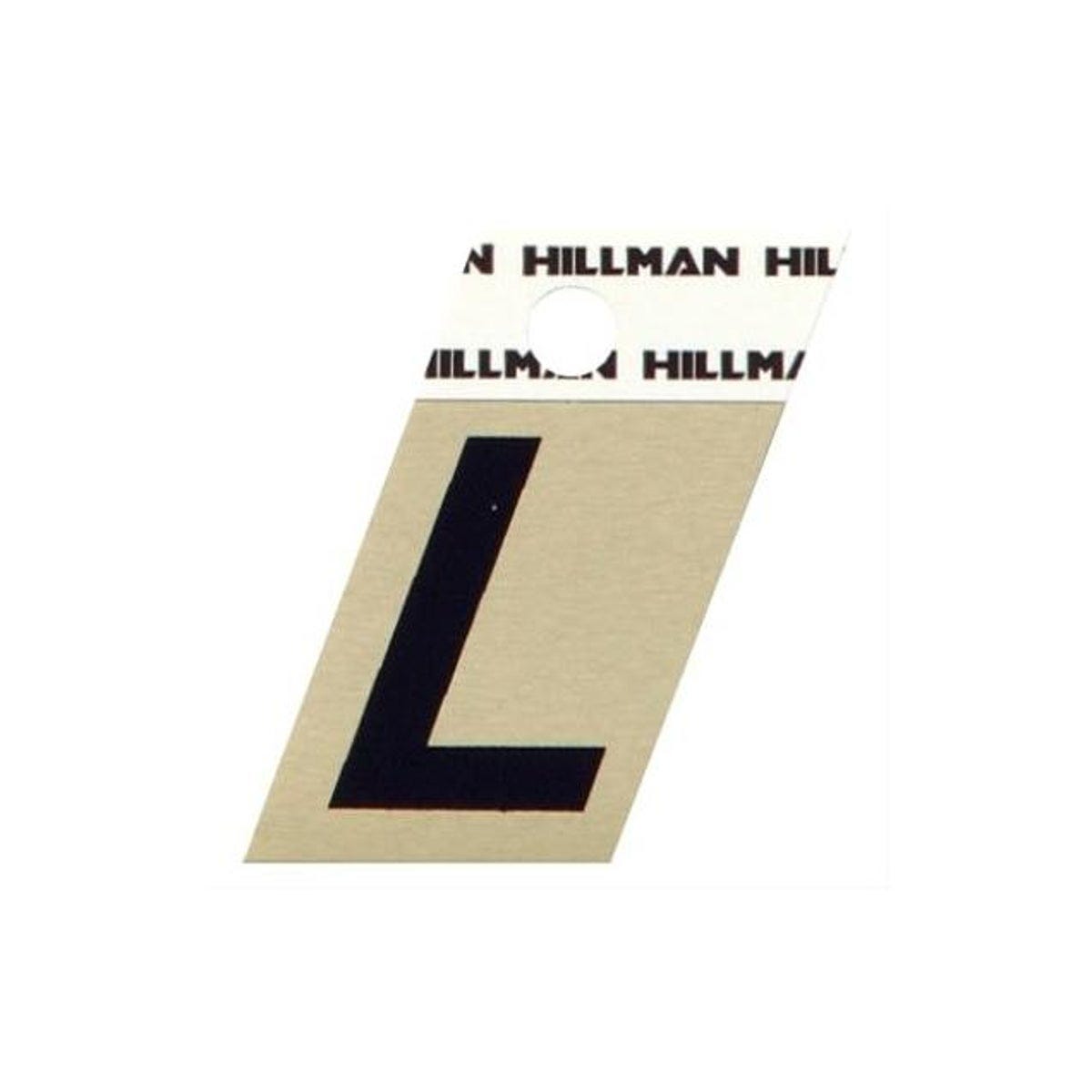Hillman 1-1/2 In. Aluminum Black & Gold Reflective Adhesive Angle-Cut Letter, L Hillman 1-1/2 In. Aluminum Black & Gold Reflective Adhesive Angle-Cut Letter, L