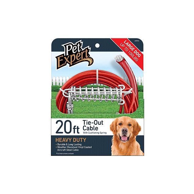 Pet Expert 20 Ft. Heavy Weight Steel Aircraft Cable Dog Tie Out