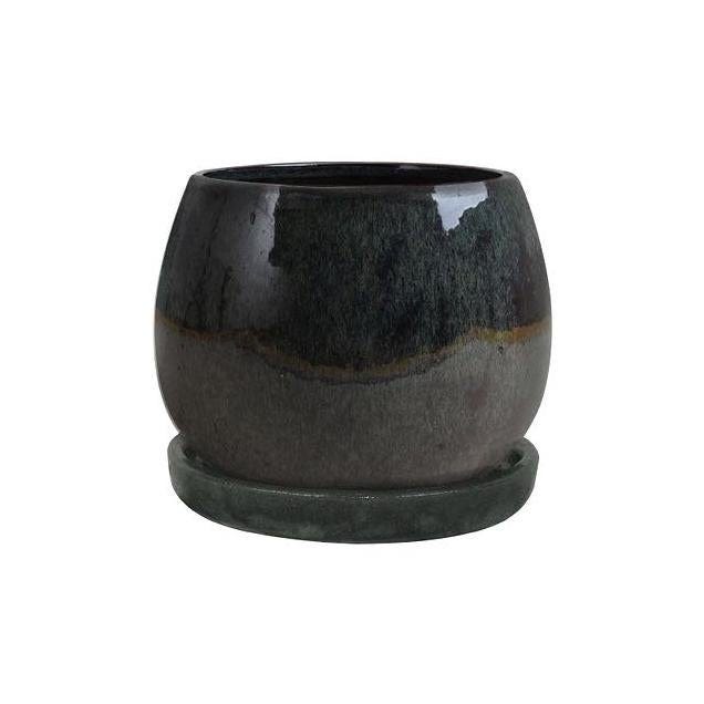 Trendspot 8 In. Drip Green Ceramic Artisan Planter