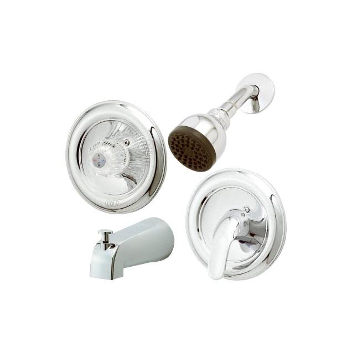 HomePointe Acrylic Handle or Metal Lever Chrome Pressure-Balancing Tub & Shower Faucet & Showerhead