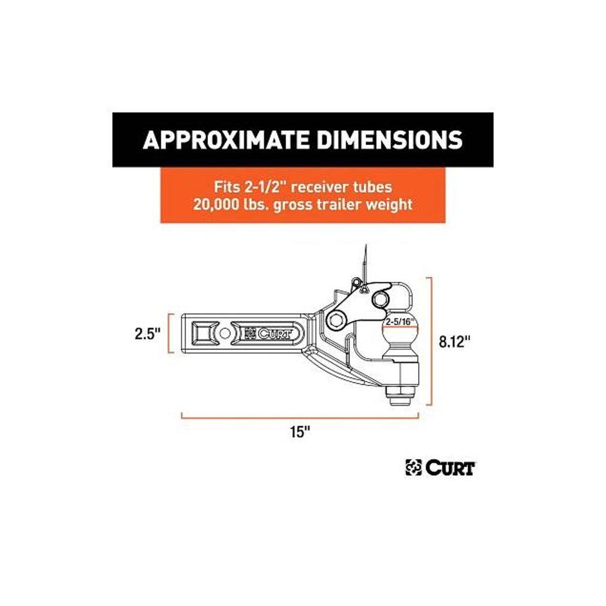 Curt Pintle Hitch + 2-5/16 In. Trailer Ball, 20,000 Lb. Load - photo 2