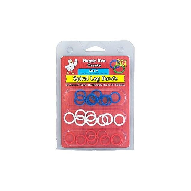 Happy Hen Treats 26-Ct. Size 9 Poultry Spiral Leg Bands, 3 Colors