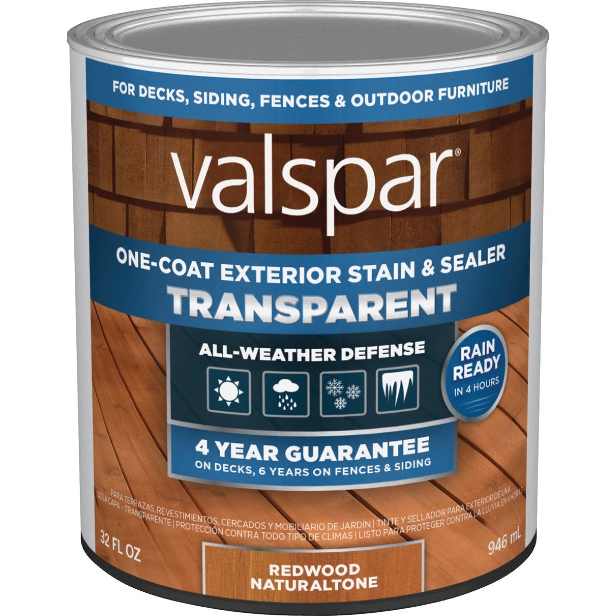 Valspar Transparent Deck Stain, Redwood Natural Tone, 1 Qt. - photo 3