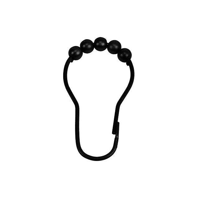 Moda At Home Black Roller Shower Curtain Hooks (12-Pack) Moda At Home Black Roller Shower Curtain Hooks (12-Pack)