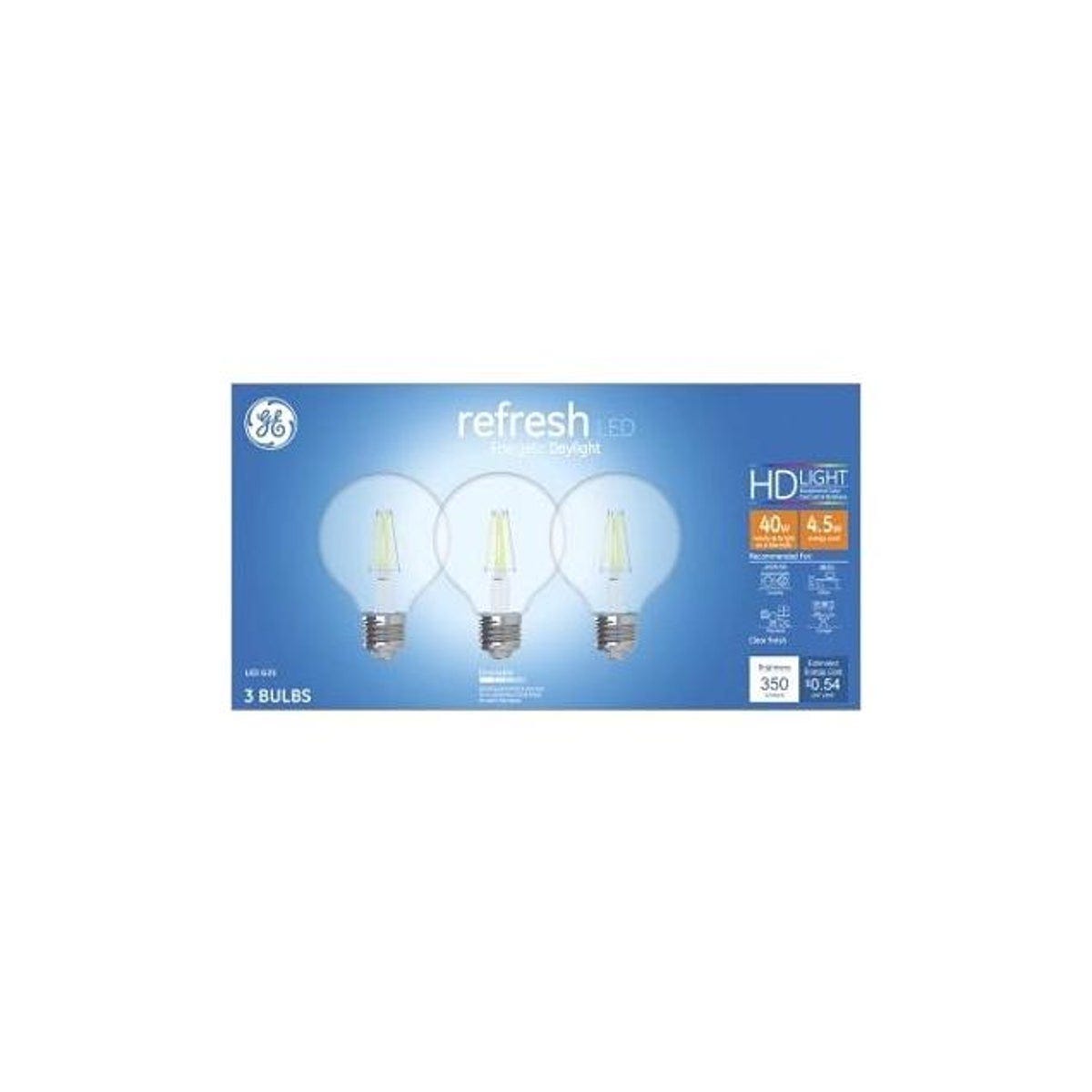 GE 3-Pack 4.5W 350 Lumens Clear LED Globe Light Bulbs