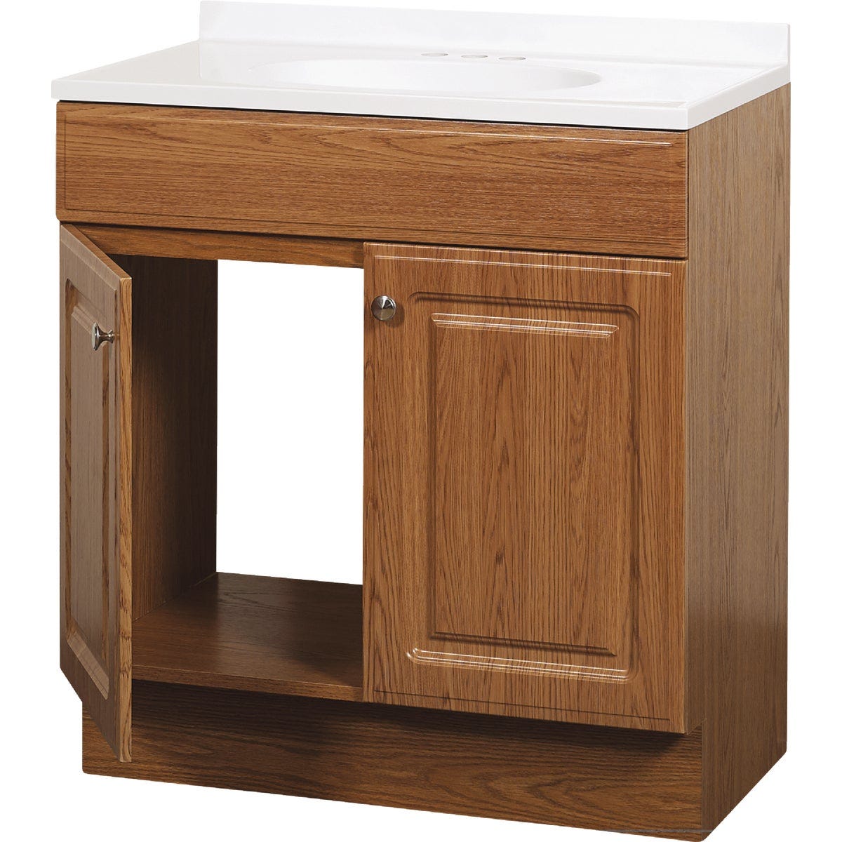 Zenith Zenna Home Oak 30 In. W x 35 In. H x 18 In. D Vanity with White Cultured Marble Top - photo 2