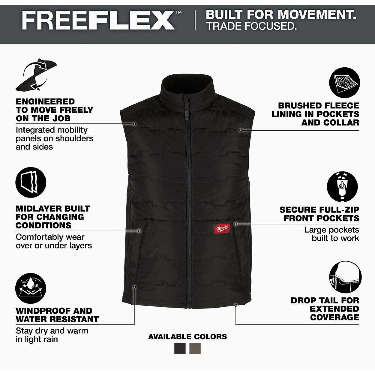 Milwaukee FREEFLEX Men's Medium Black Lightweight Insulated Vest - photo 2