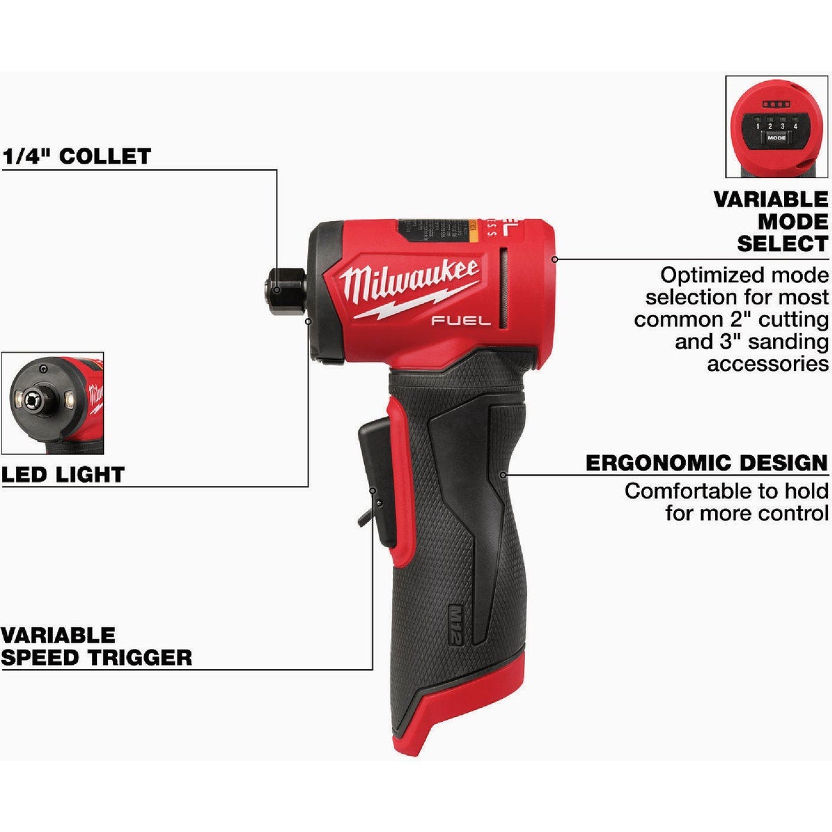Milwaukee M12 FUEL 1/4 In. Right Angle Cordless Die Grinder (Tool Only) - photo 2 Milwaukee M12 FUEL 1/4 In. Right Angle Cordless Die Grinder (Tool Only) - photo 2