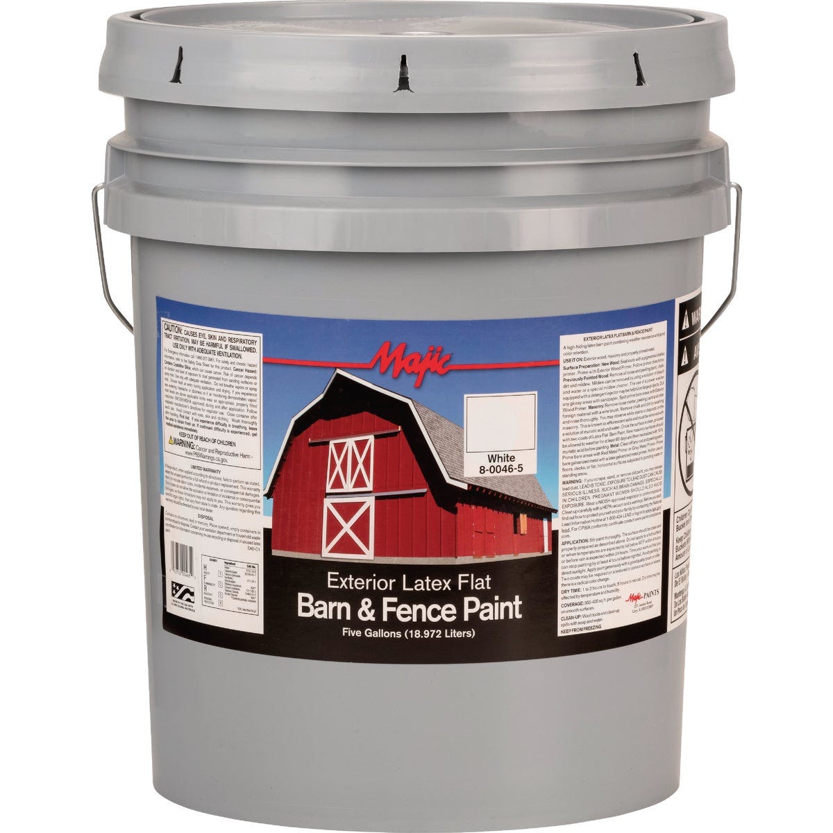 MAJIC Barn & Fence Exterior Latex Flat Paint, White, 5 Gal. - photo 2